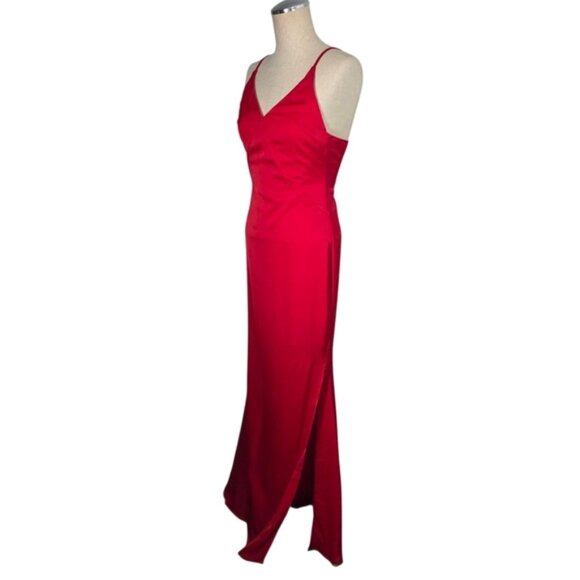 Minuet Red Maxi Dress Front Slit Size XS - Picture 6 of 11